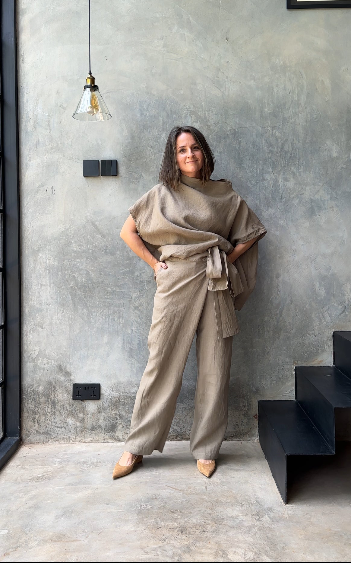 Tierra Trouser Taupe Organic Linen
