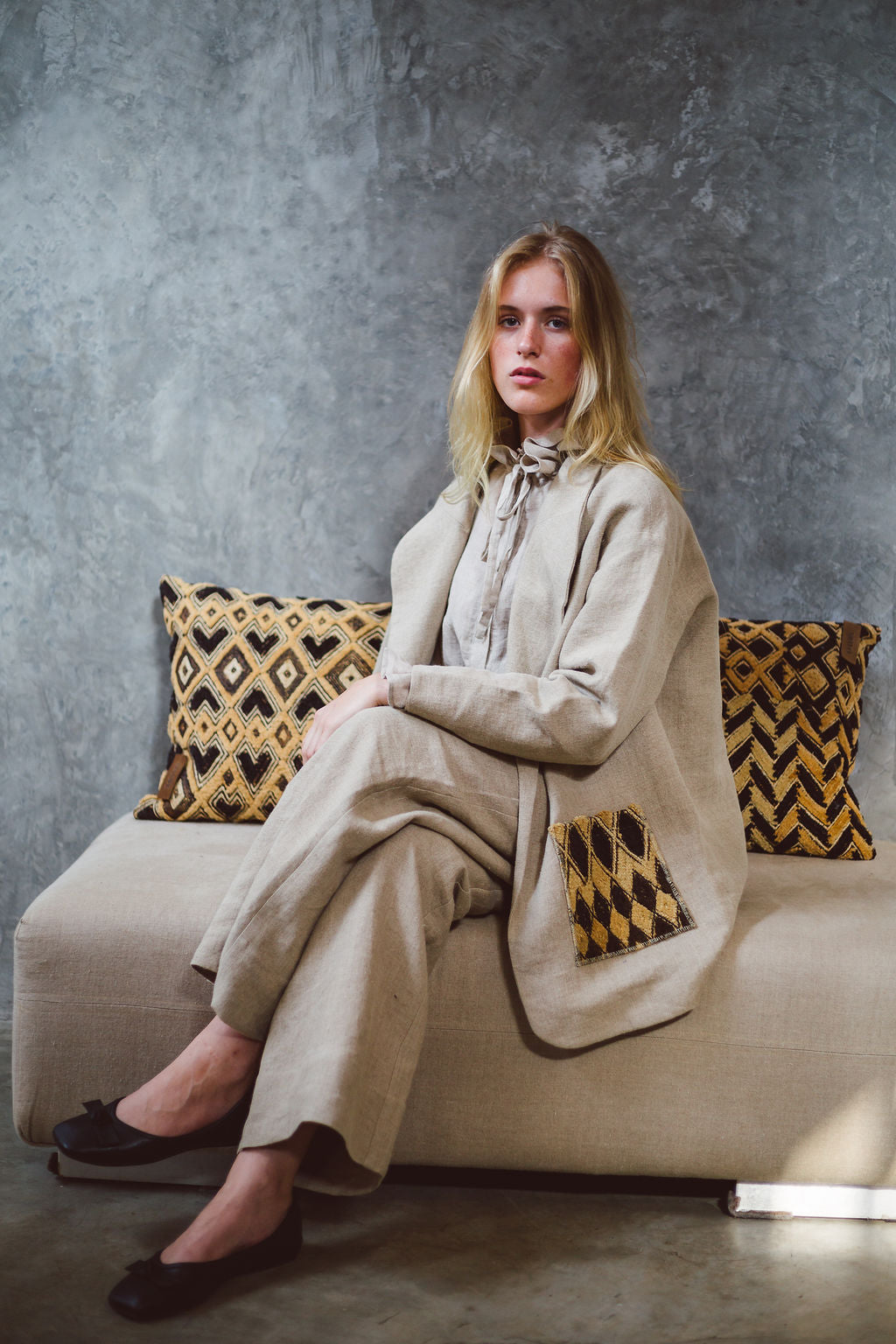 'Palms of Zaire' Organic Linen Coat