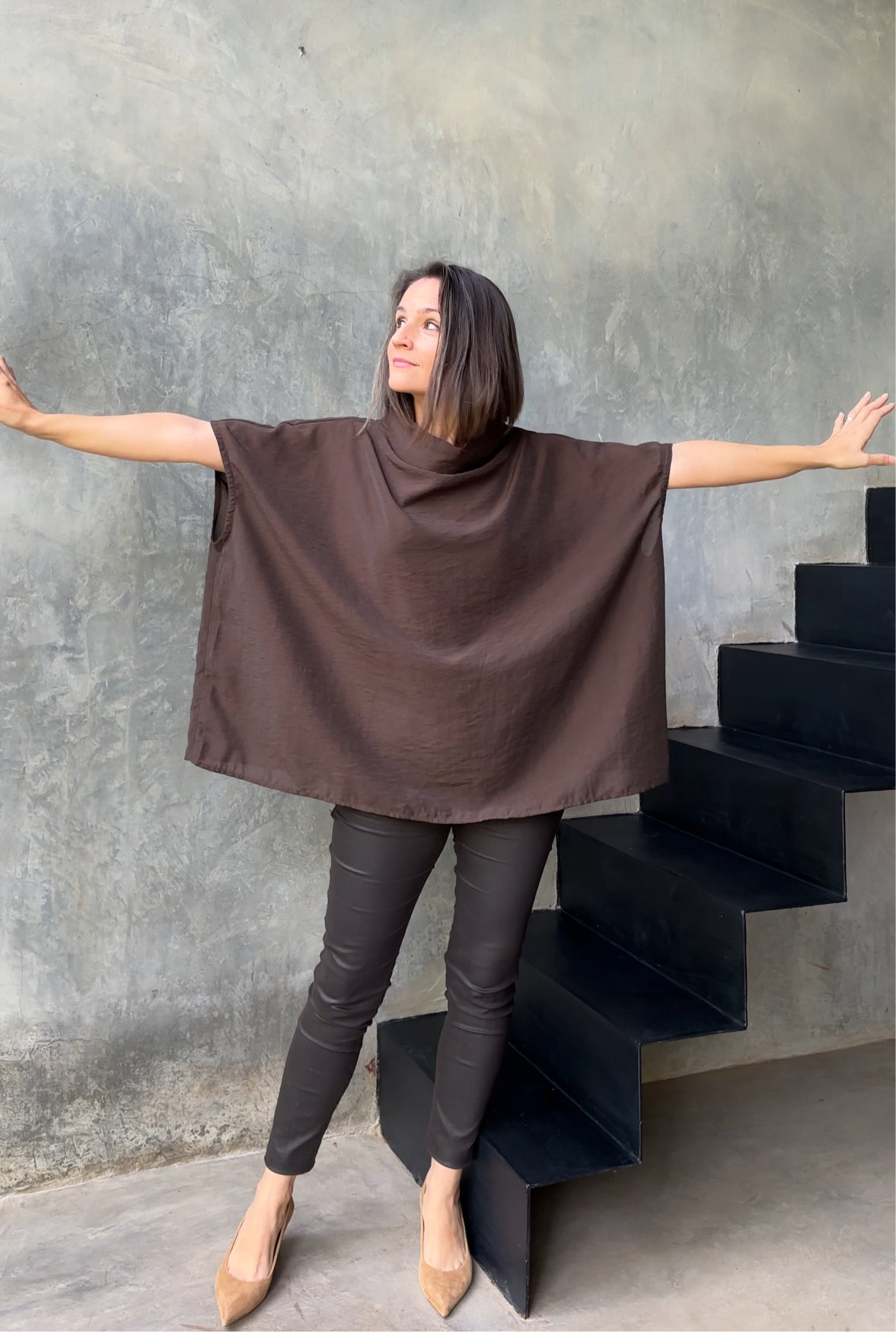 Tierra Top Organza Dark Brown