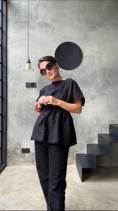 Freya Top Black Organic Linen