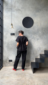 Freya Top Black Organic Linen