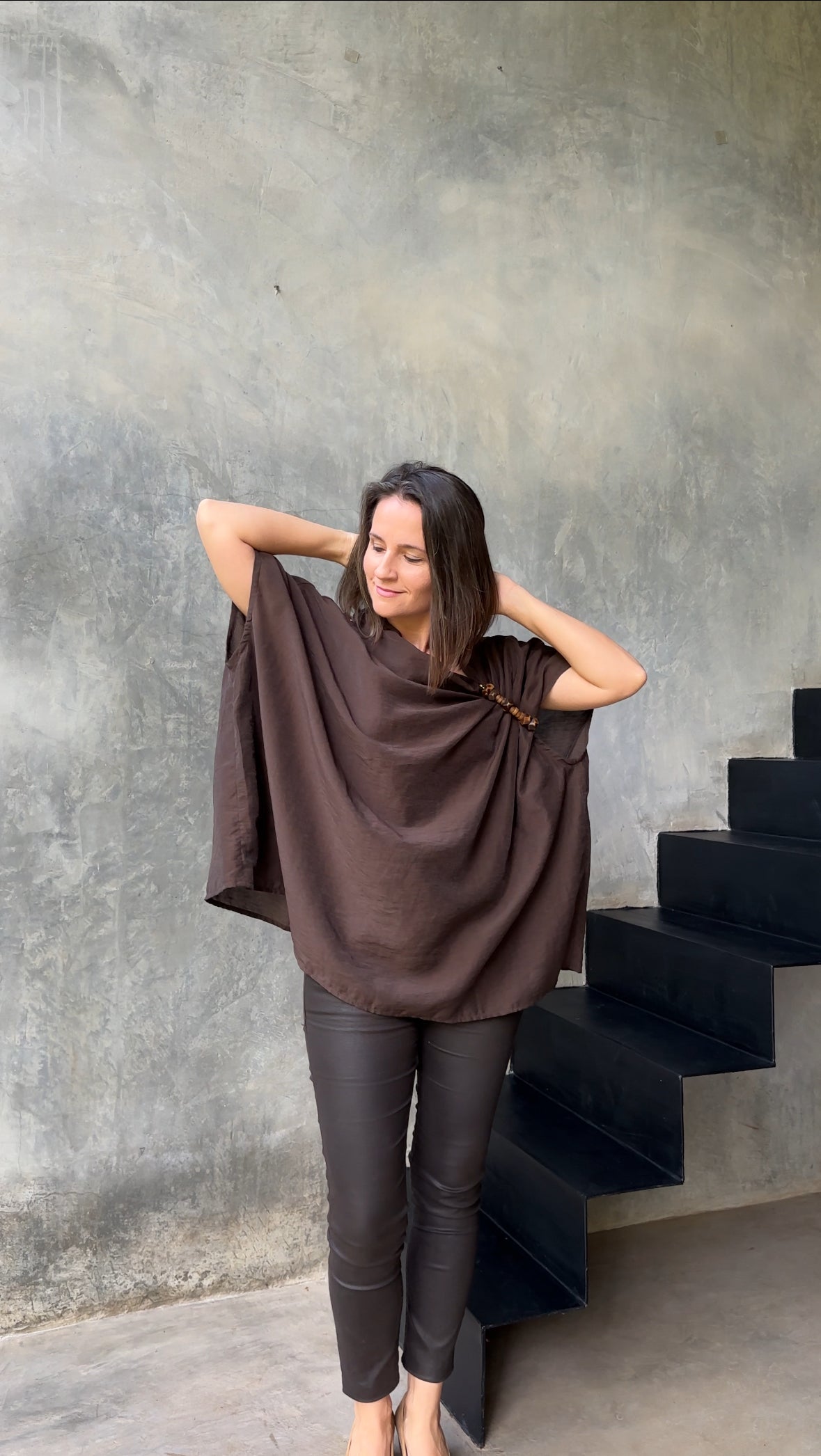 Tierra Top Organza Dark Brown