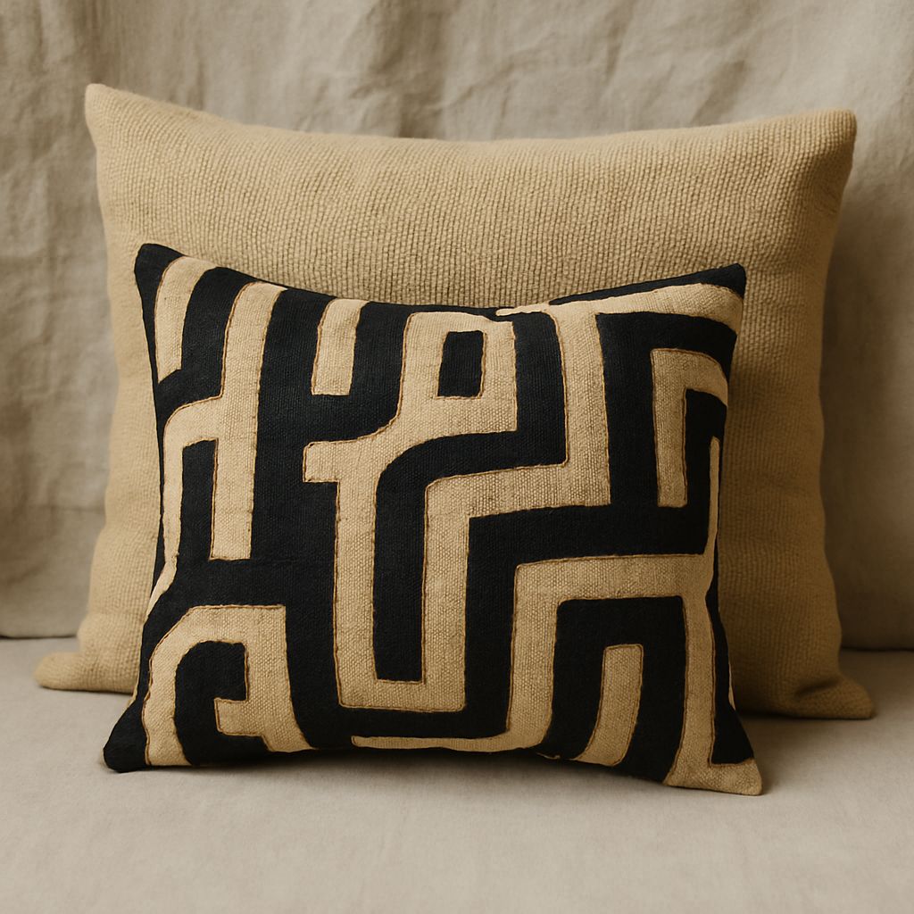 Kuba Cloth Pillows Applied