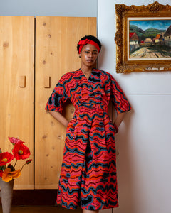 The 'Gaudi' Red-Grey Wrap Dress