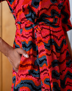 The 'Gaudi' Red-Grey Wrap Dress