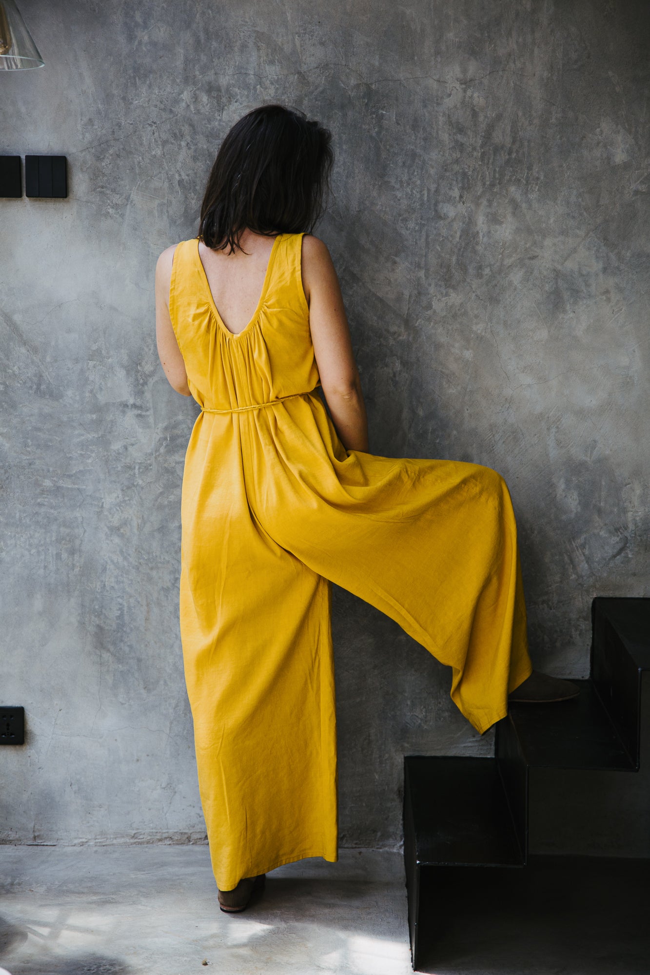 Marana Viscose Linen Mustard Jumpsuit