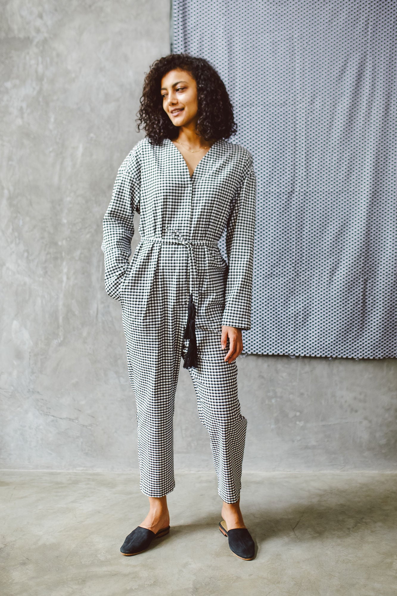 Damiane Jumpsuit Checkered Cotton