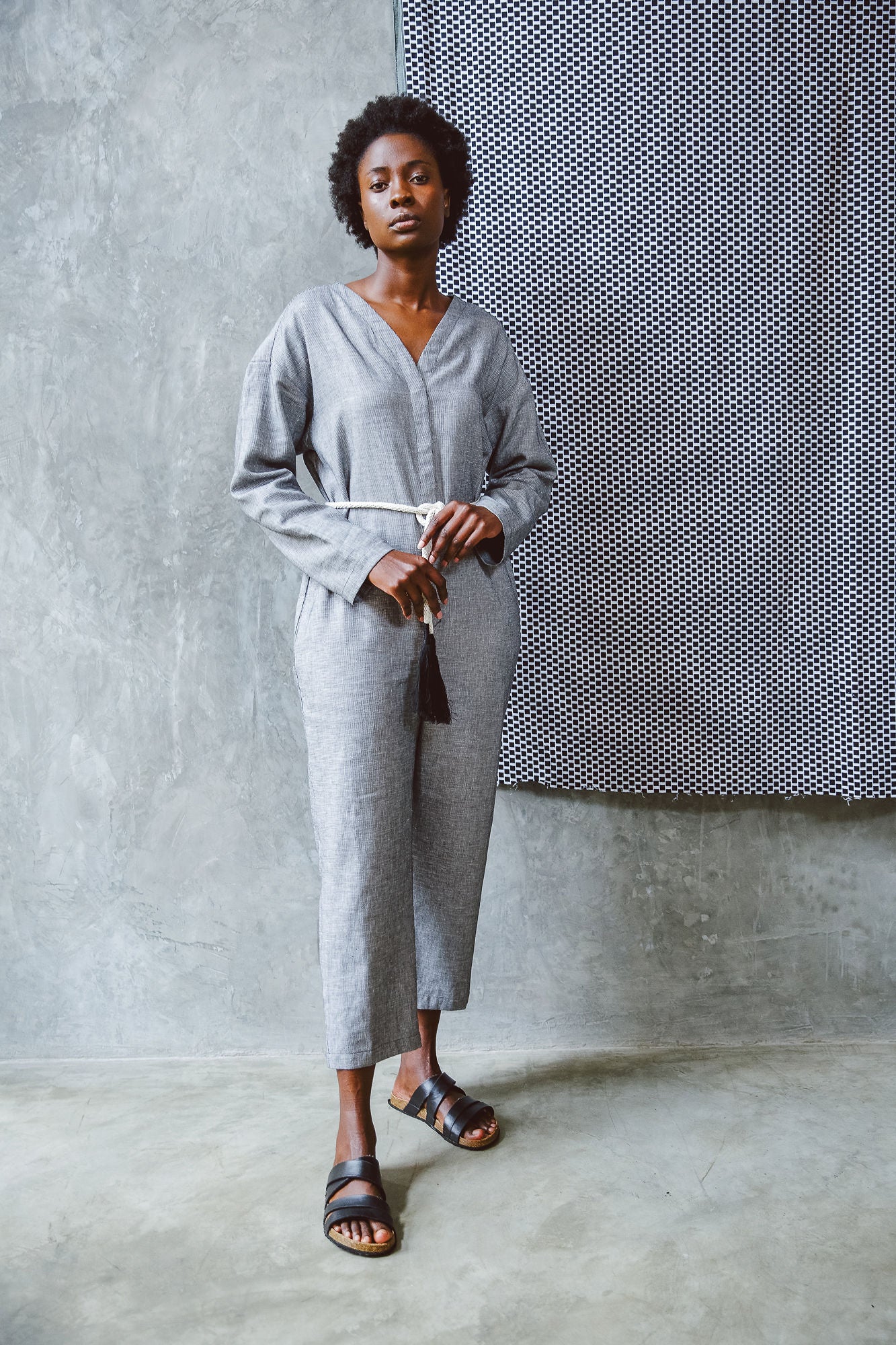 Damiane Jumpsuit Checkered linen