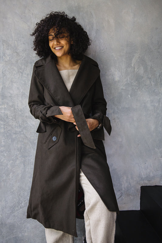Trench Coat Brown with Print Lining