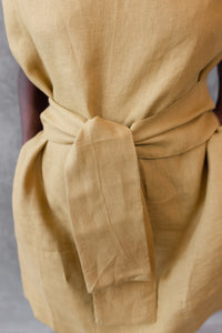 Linen Oversized Short Dress Mustard