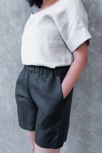 Linen Short Trouser Black
