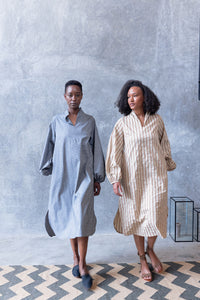 Puffy Sleeve Dress Grey/Black Checkered Midi