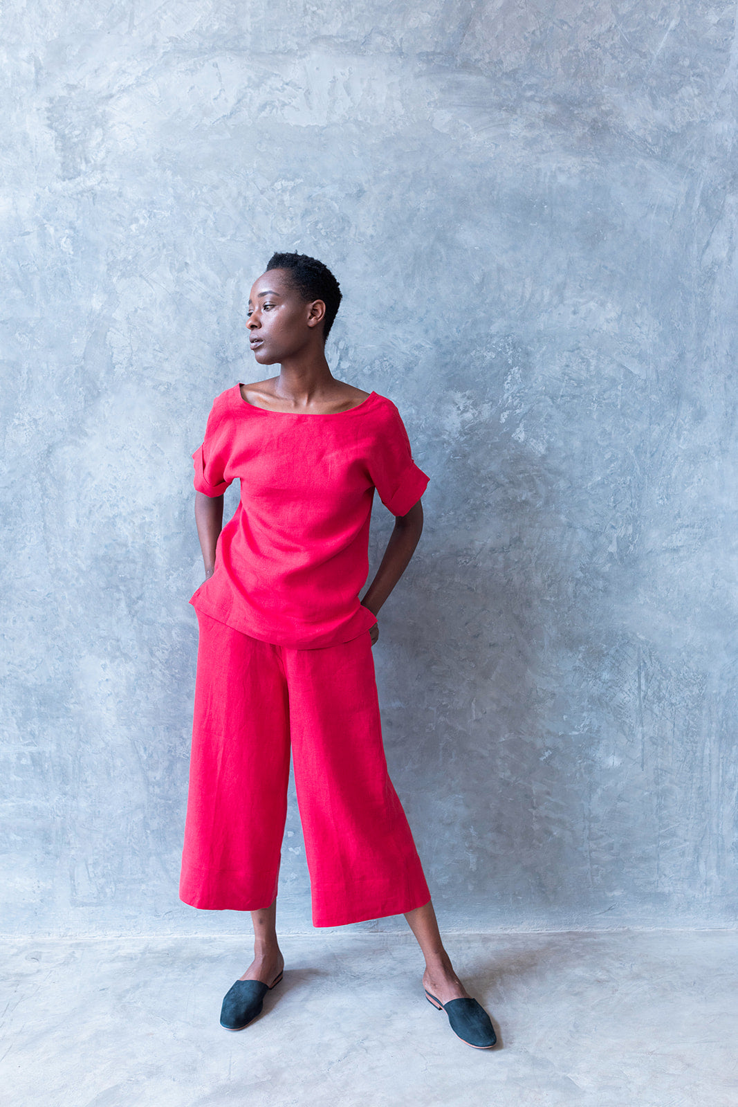 Palazzo Trouser Linen Red